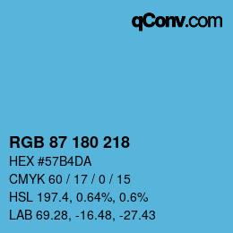 颜色代码: RGB 87 180 218 | qconv.com