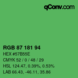 颜色代码: RGB 87 181 94 | qconv.com