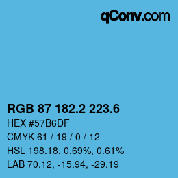 カラーコード: RGB 87 182.2 223.6 | qconv.com