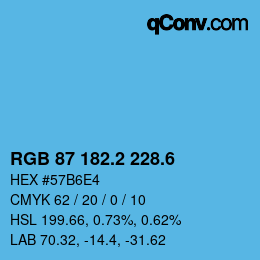 カラーコード: RGB 87 182.2 228.6 | qconv.com