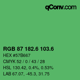 カラーコード: RGB 87 182.6 103.6 | qconv.com