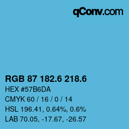 カラーコード: RGB 87 182.6 218.6 | qconv.com