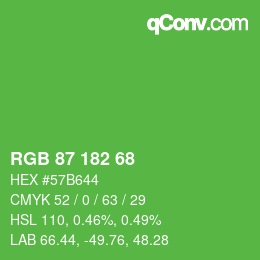 颜色代码: RGB 87 182 68 | qconv.com