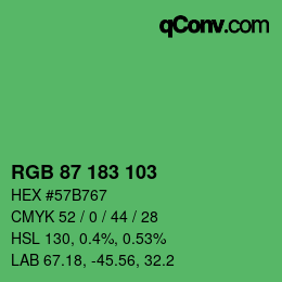 カラーコード: RGB 87 183 103 | qconv.com