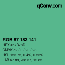 カラーコード: RGB 87 183 141 | qconv.com