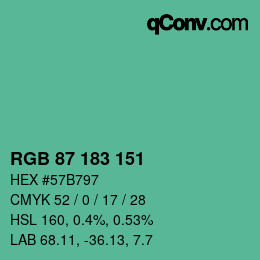 Farbcode: RGB 87 183 151 | qconv.com
