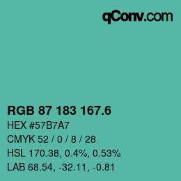 カラーコード: RGB 87 183 167.6 | qconv.com