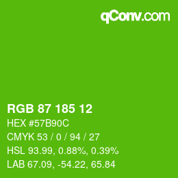 カラーコード: RGB 87 185 12 | qconv.com