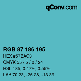 颜色代码: RGB 87 186 195 | qconv.com