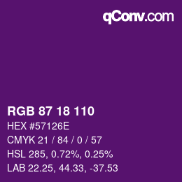 颜色代码: RGB 87 18 110 | qconv.com