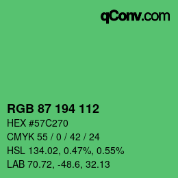 Color code: RGB 87 194 112 | qconv.com