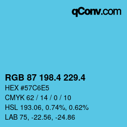 カラーコード: RGB 87 198.4 229.4 | qconv.com