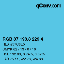 カラーコード: RGB 87 198.8 229.4 | qconv.com