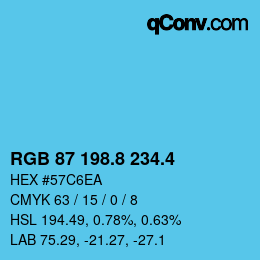 カラーコード: RGB 87 198.8 234.4 | qconv.com