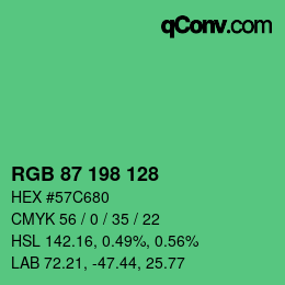 カラーコード: RGB 87 198 128 | qconv.com