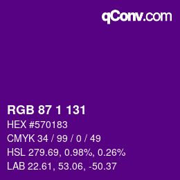 カラーコード: RGB 87 1 131 | qconv.com