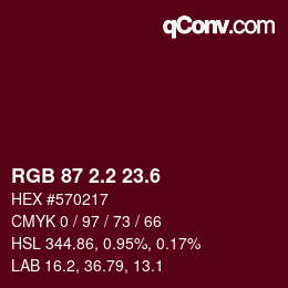 カラーコード: RGB 87 2.2 23.6 | qconv.com