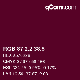 カラーコード: RGB 87 2.2 38.6 | qconv.com