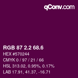 カラーコード: RGB 87 2.2 68.6 | qconv.com