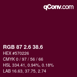 カラーコード: RGB 87 2.6 38.6 | qconv.com