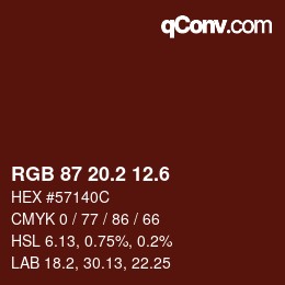 カラーコード: RGB 87 20.2 12.6 | qconv.com