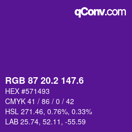 カラーコード: RGB 87 20.2 147.6 | qconv.com
