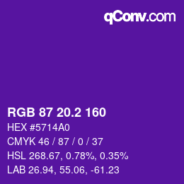 カラーコード: RGB 87 20.2 160 | qconv.com