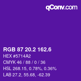 カラーコード: RGB 87 20.2 162.6 | qconv.com