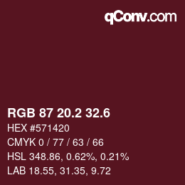 カラーコード: RGB 87 20.2 32.6 | qconv.com