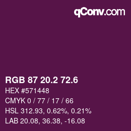カラーコード: RGB 87 20.2 72.6 | qconv.com