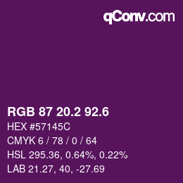 カラーコード: RGB 87 20.2 92.6 | qconv.com