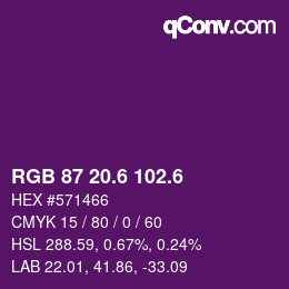 カラーコード: RGB 87 20.6 102.6 | qconv.com