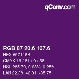 カラーコード: RGB 87 20.6 107.6 | qconv.com
