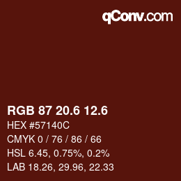 カラーコード: RGB 87 20.6 12.6 | qconv.com