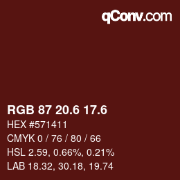 カラーコード: RGB 87 20.6 17.6 | qconv.com