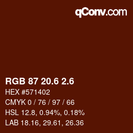 カラーコード: RGB 87 20.6 2.6 | qconv.com