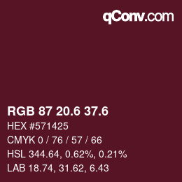 カラーコード: RGB 87 20.6 37.6 | qconv.com