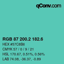 カラーコード: RGB 87 200.2 182.6 | qconv.com