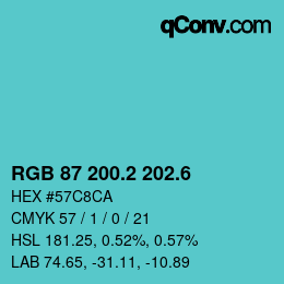 カラーコード: RGB 87 200.2 202.6 | qconv.com