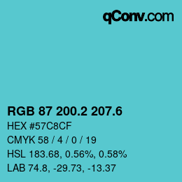 カラーコード: RGB 87 200.2 207.6 | qconv.com