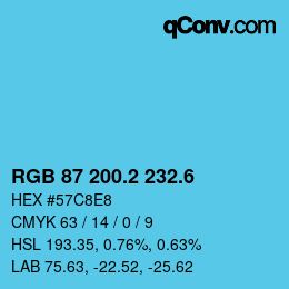 カラーコード: RGB 87 200.2 232.6 | qconv.com