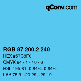 カラーコード: RGB 87 200.2 240 | qconv.com
