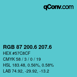 カラーコード: RGB 87 200.6 207.6 | qconv.com