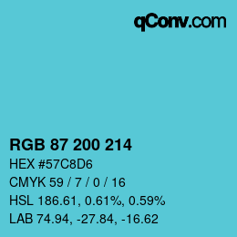 Farbcode: RGB 87 200 214 | qconv.com
