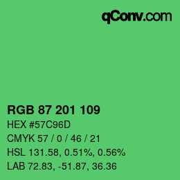 Color code: RGB 87 201 109 | qconv.com