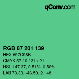Color code: RGB 87 201 139 | qconv.com