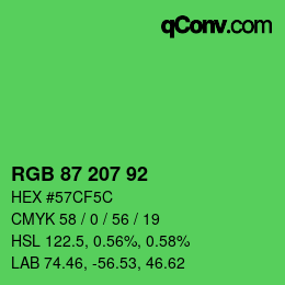 Color code: RGB 87 207 92 | qconv.com