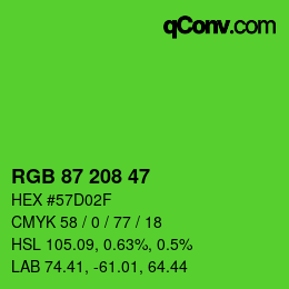 颜色代码: RGB 87 208 47 | qconv.com