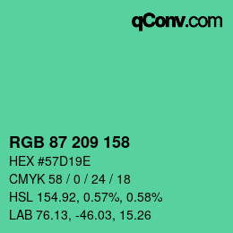 颜色代码: RGB 87 209 158 | qconv.com