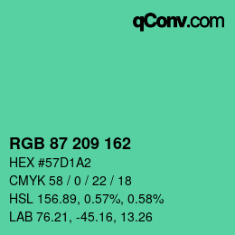 Color code: RGB 87 209 162 | qconv.com